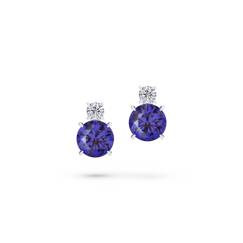 Royal Tanzanite and Diamond Earrings