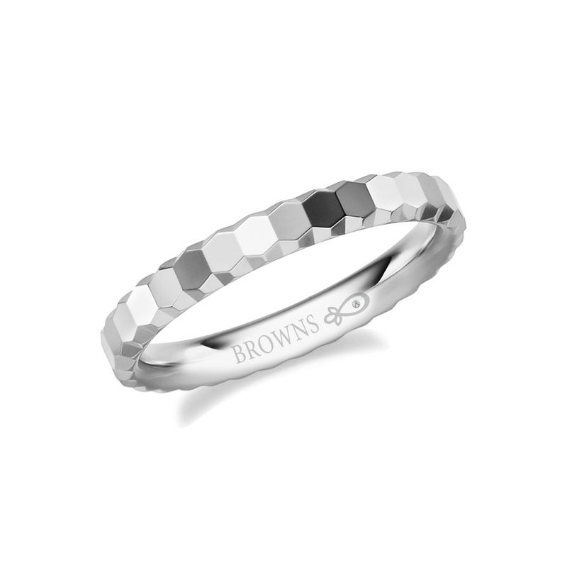 Faceted Honeycomb Wedding Band Ring