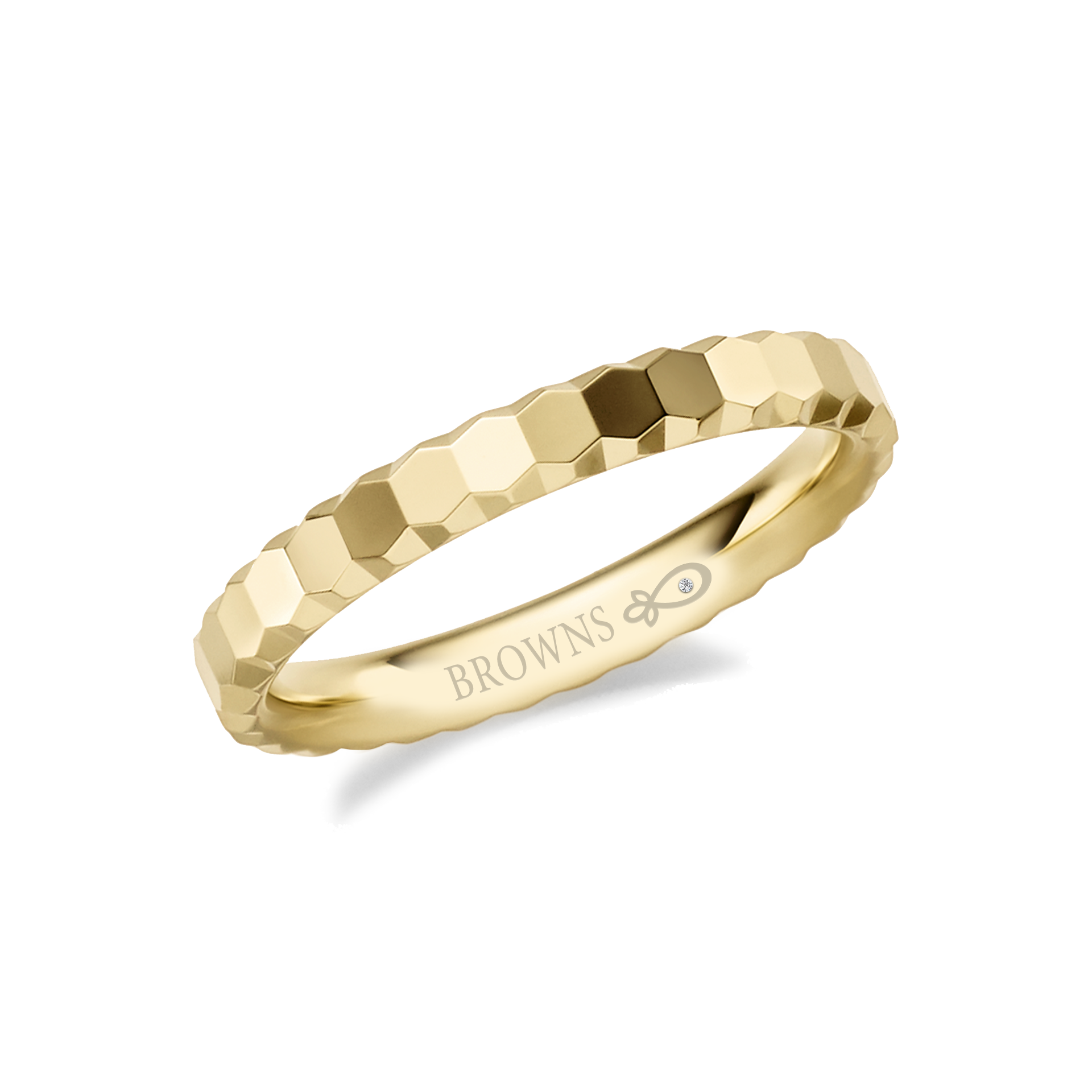 Faceted Honeycomb Wedding Band Ring