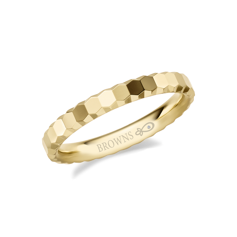 Faceted Honeycomb Wedding Band Ring