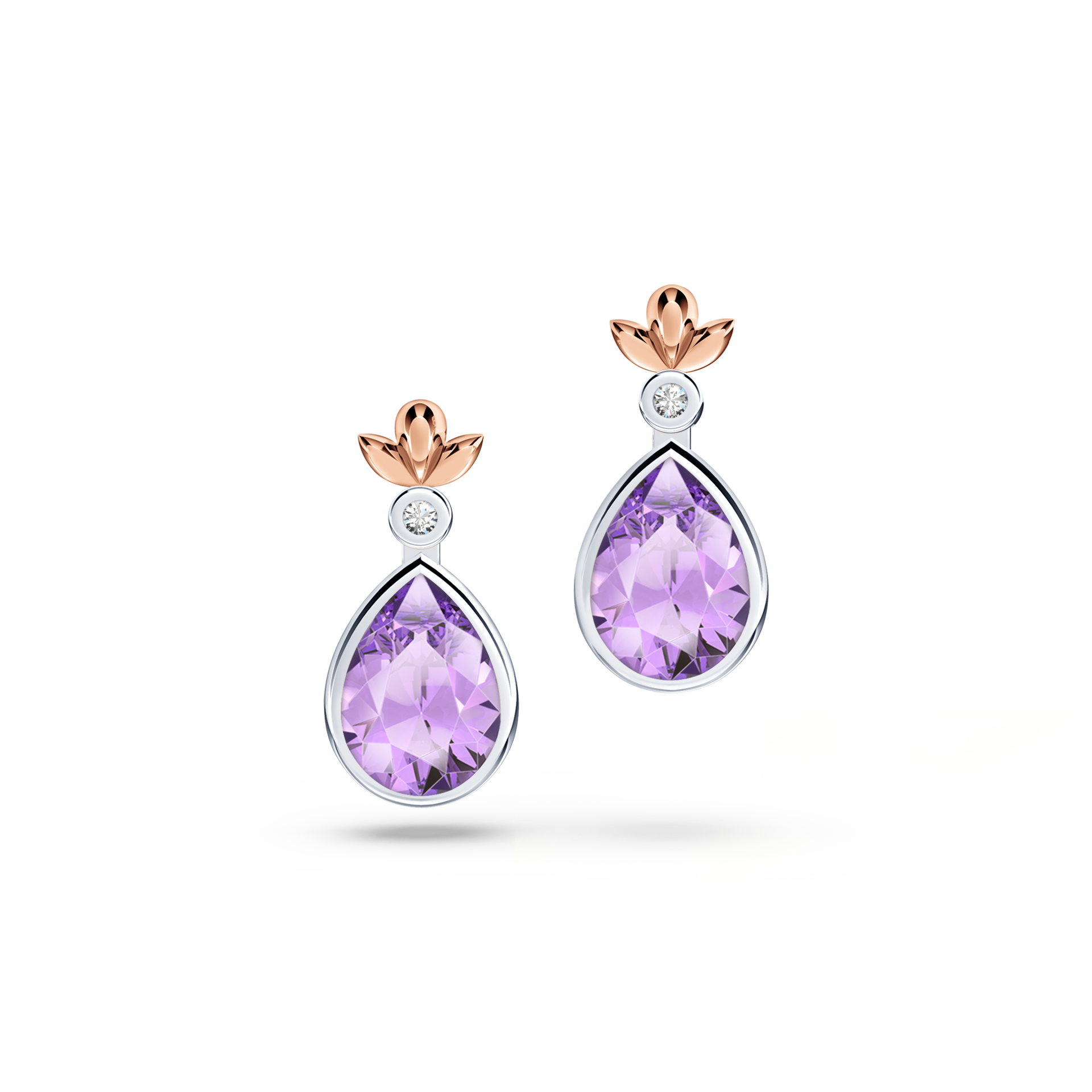 My First Angel Amethyst and Diamond Earrings