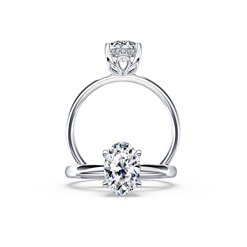 Secret Halo Oval Diamond Ring