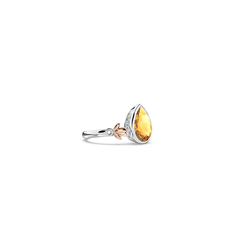 My First Angel Citrine and Diamond Ring