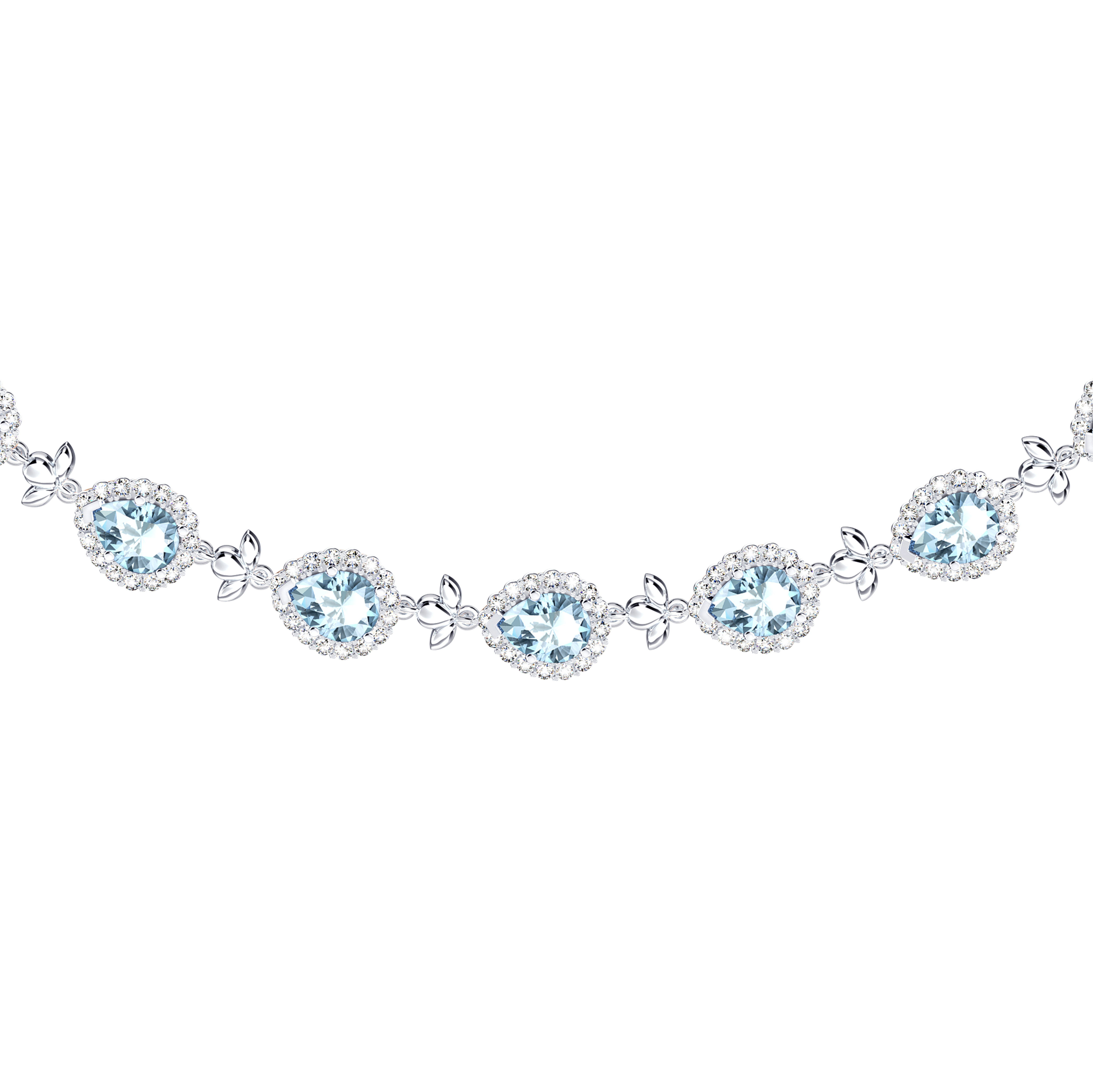 Original Angel Aquamarine and Diamond Garland Necklace