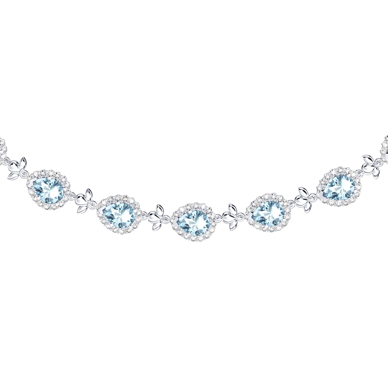 Original Angel Aquamarine and Diamond Garland Necklace