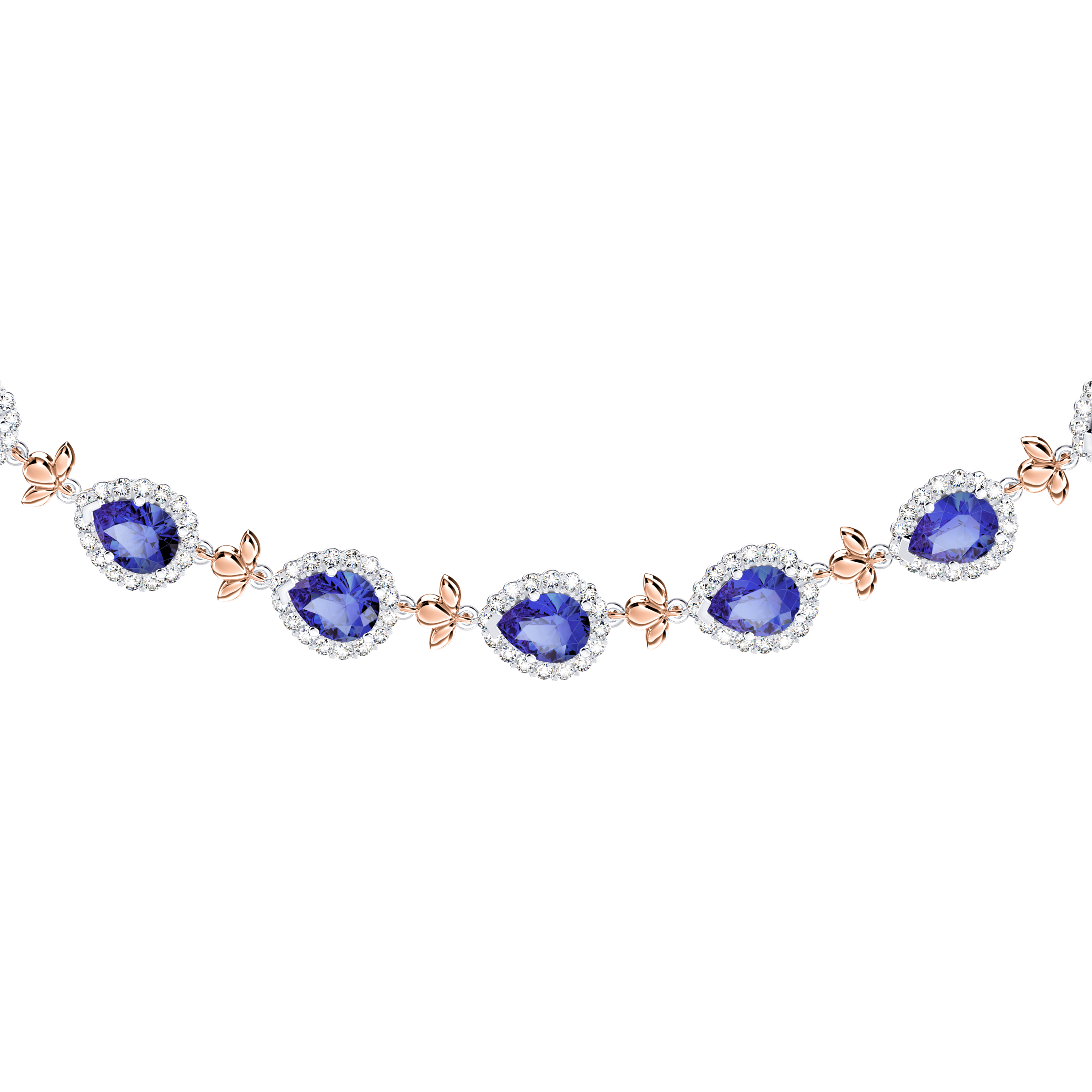 Original Angel Royal Tanzanite and Diamond Garland Necklace