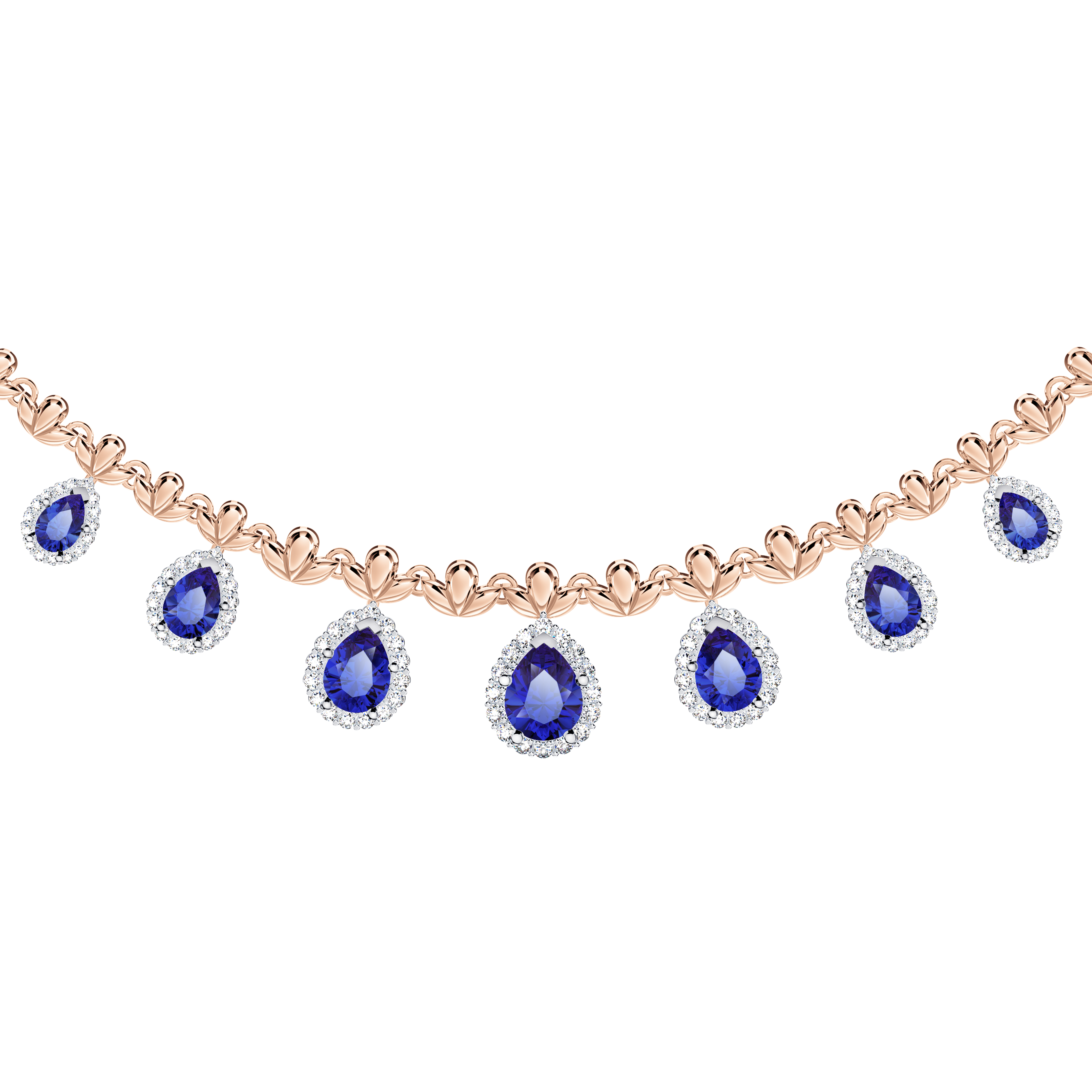Original Angel Royal Tanzanite and Diamond Peacock Necklace