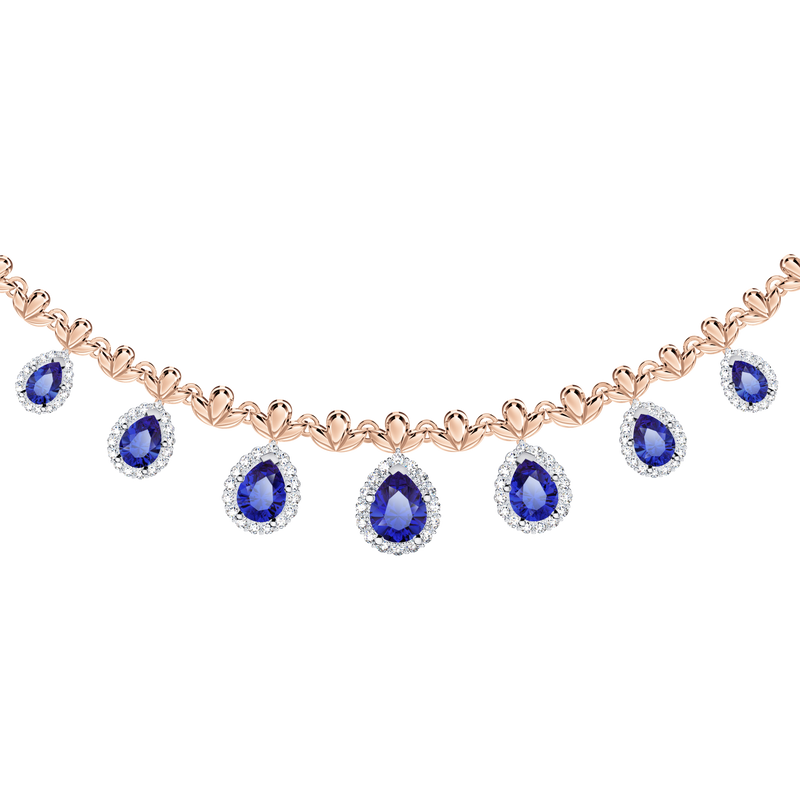 Original Angel Royal Tanzanite and Diamond Peacock Necklace