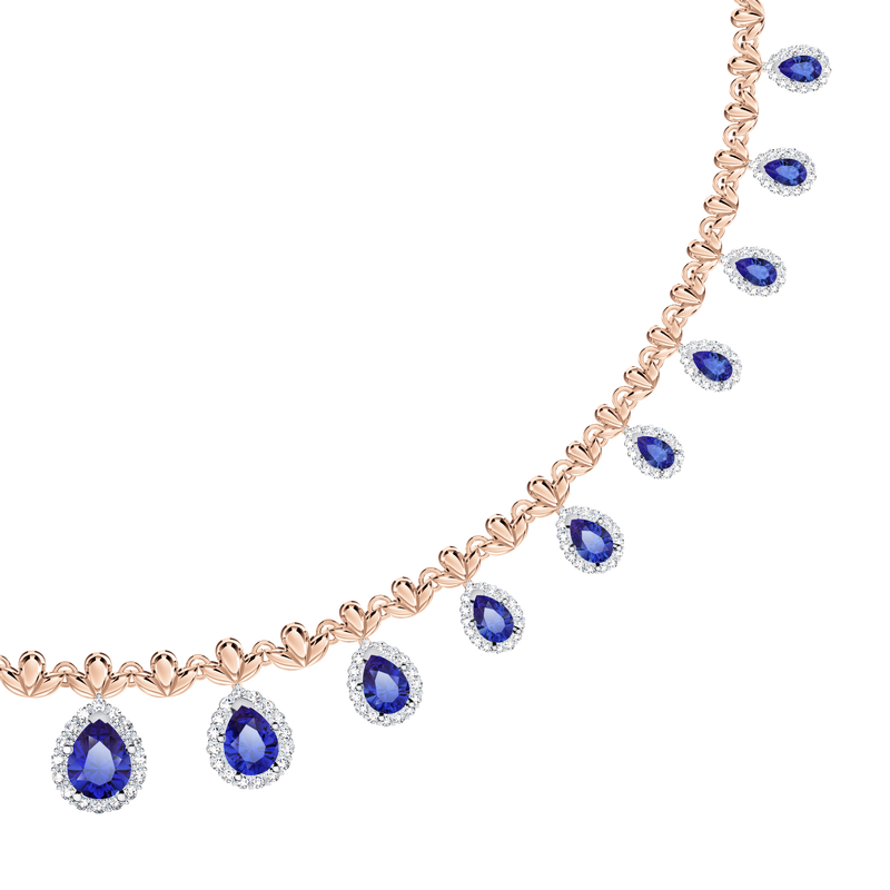 Original Angel Royal Tanzanite and Diamond Peacock Necklace