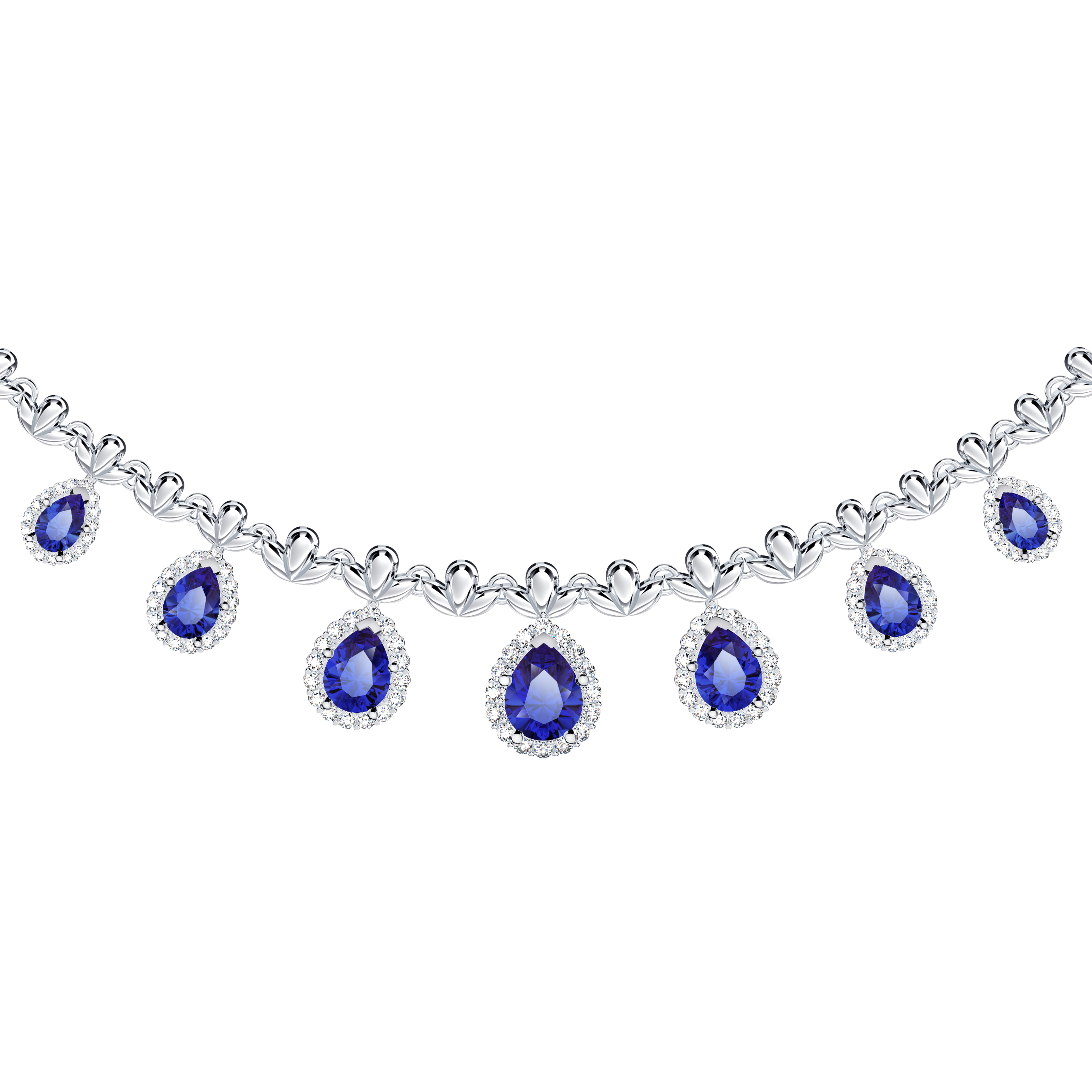 Original Angel Royal Tanzanite and Diamond Peacock Necklace