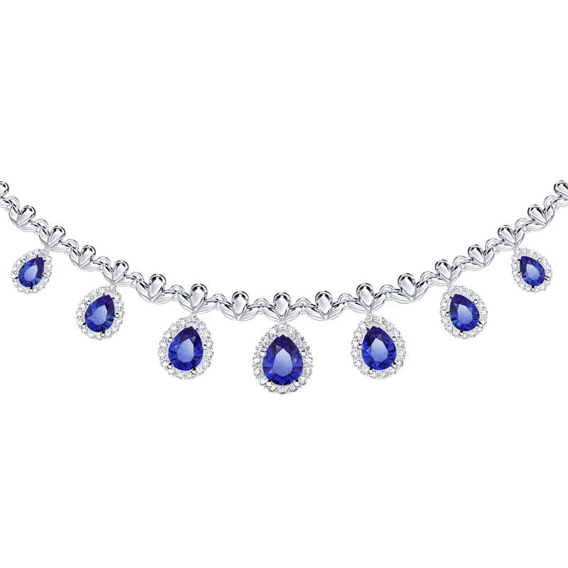 Original Angel Royal Tanzanite and Diamond Peacock Necklace