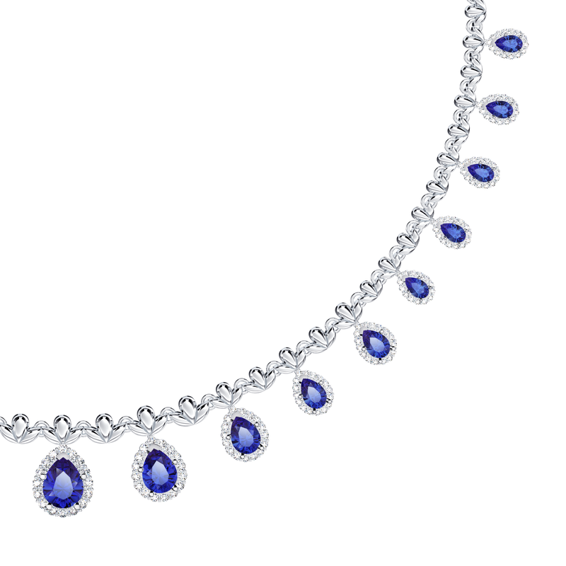 Original Angel Royal Tanzanite and Diamond Peacock Necklace