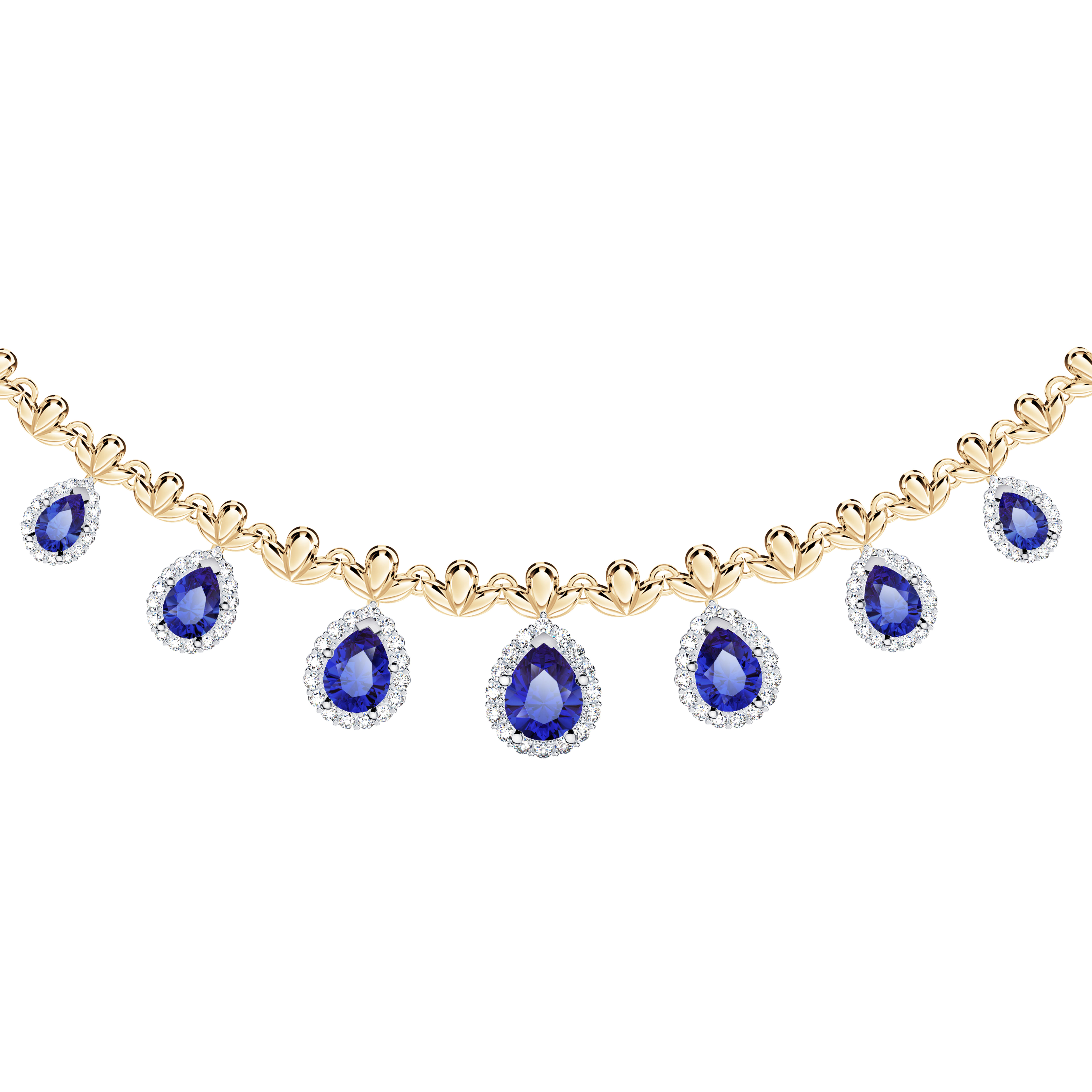 Original Angel Royal Tanzanite and Diamond Peacock Necklace