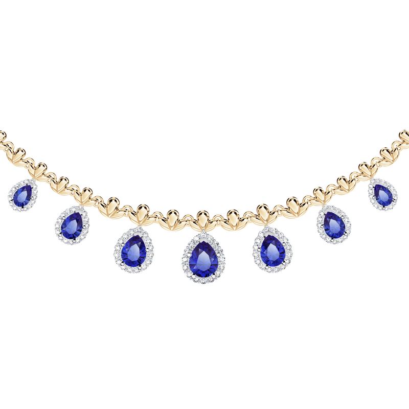 Original Angel Royal Tanzanite and Diamond Peacock Necklace