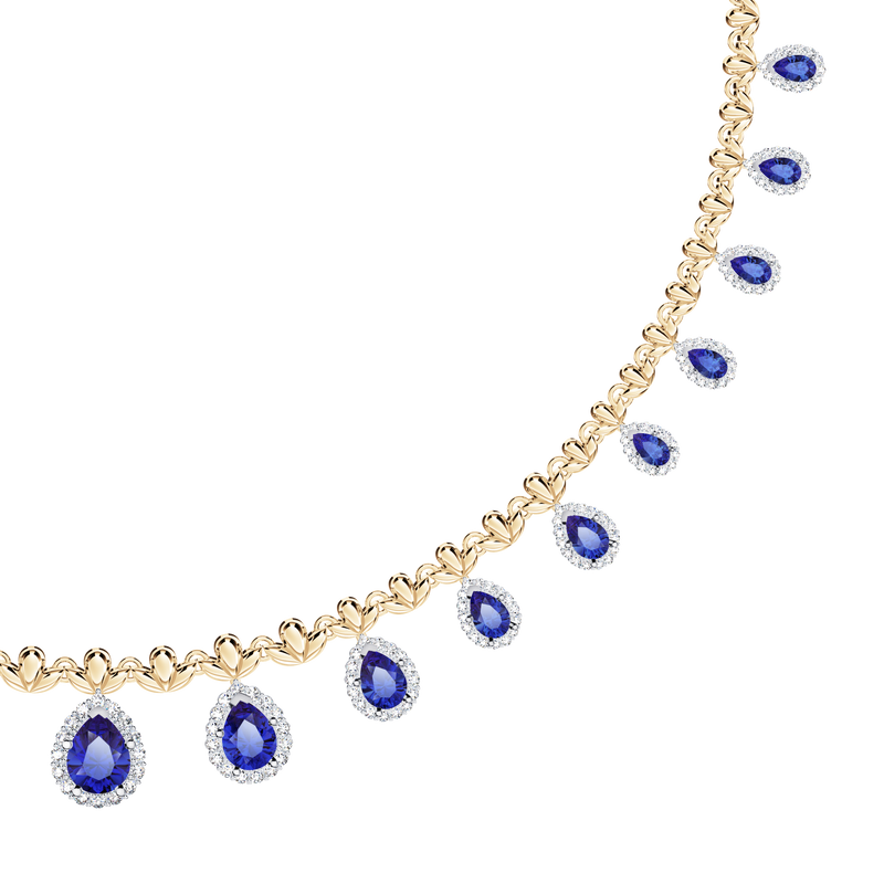 Original Angel Royal Tanzanite and Diamond Peacock Necklace