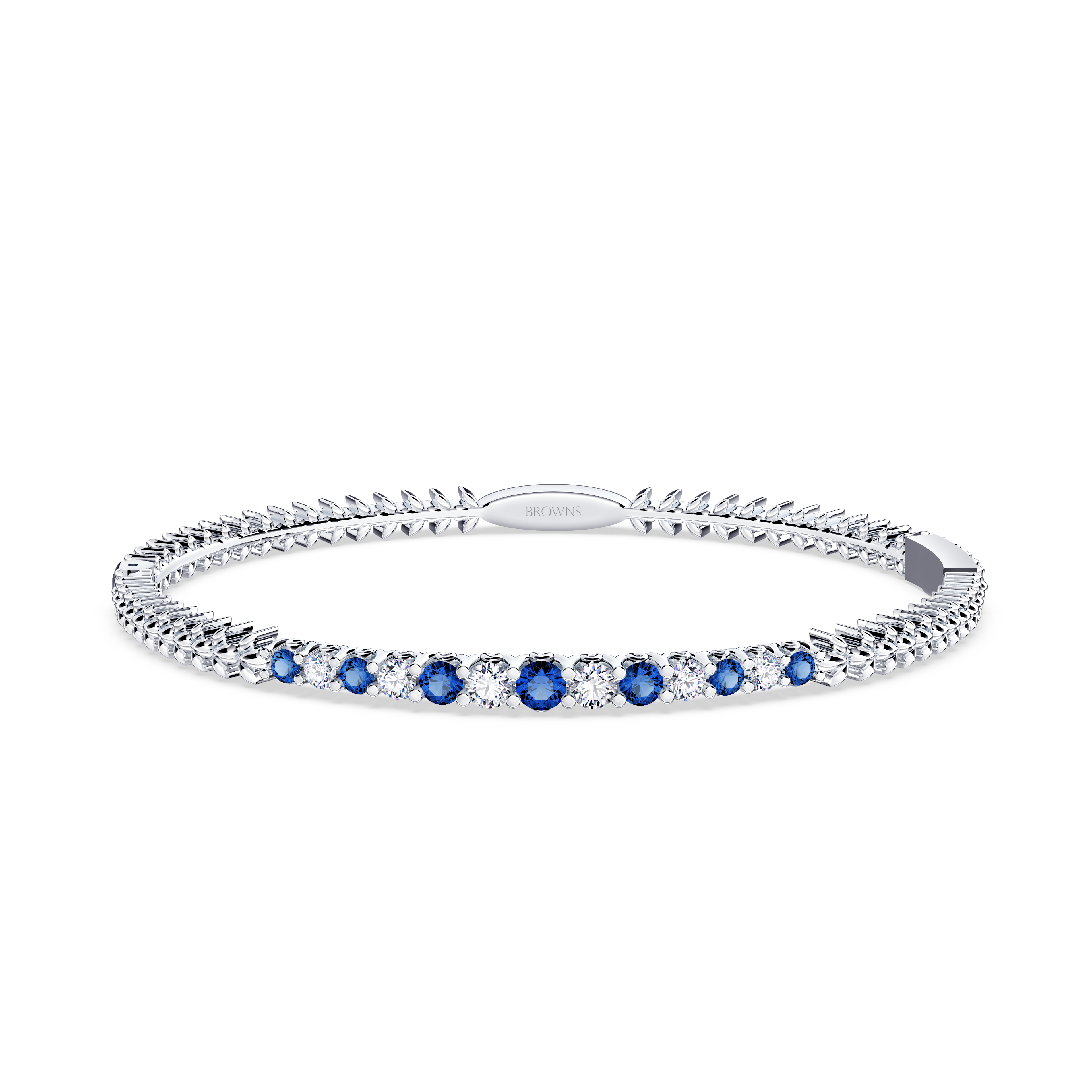 Blue Sapphire and Diamond Tennis Bangle