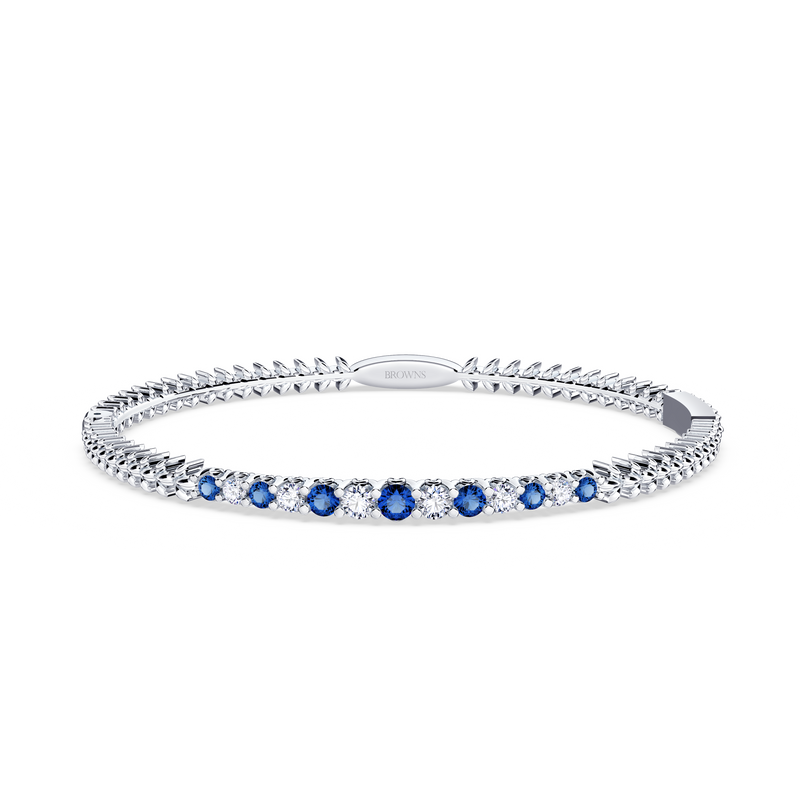 Blue Sapphire and Diamond Tennis Bangle