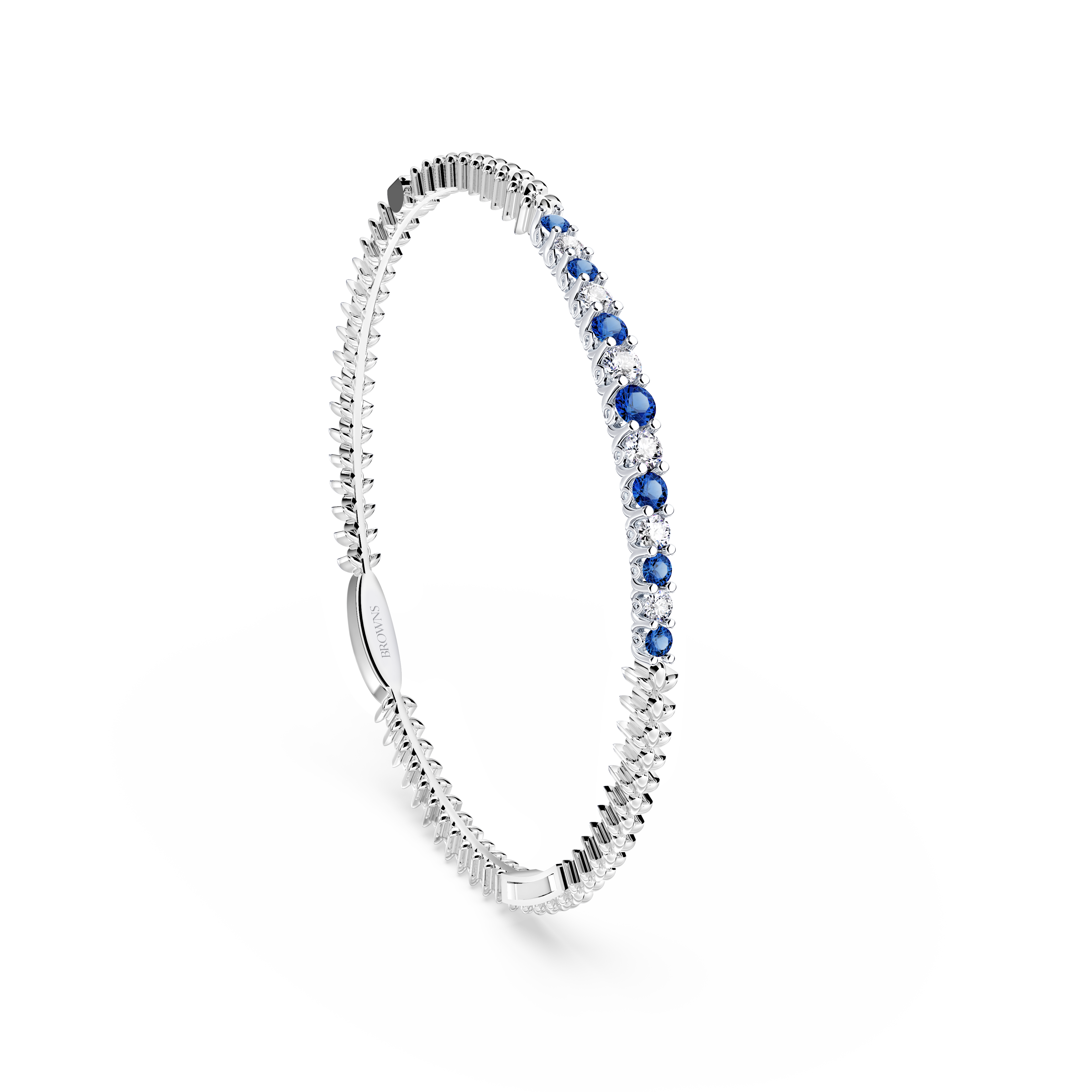 Blue Sapphire and Diamond Tennis Bangle