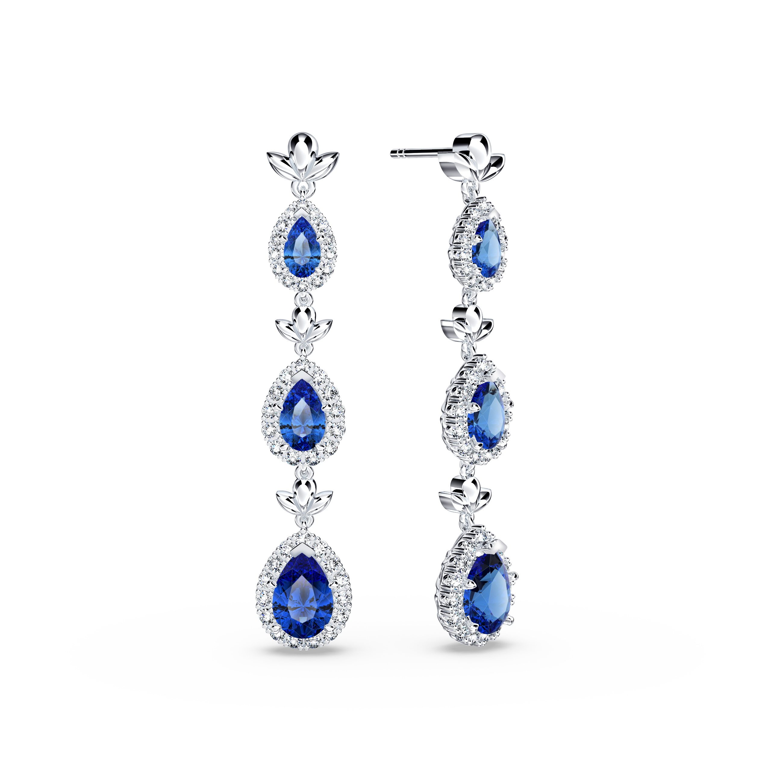 Blue Sapphire Graduating Garland Earrings