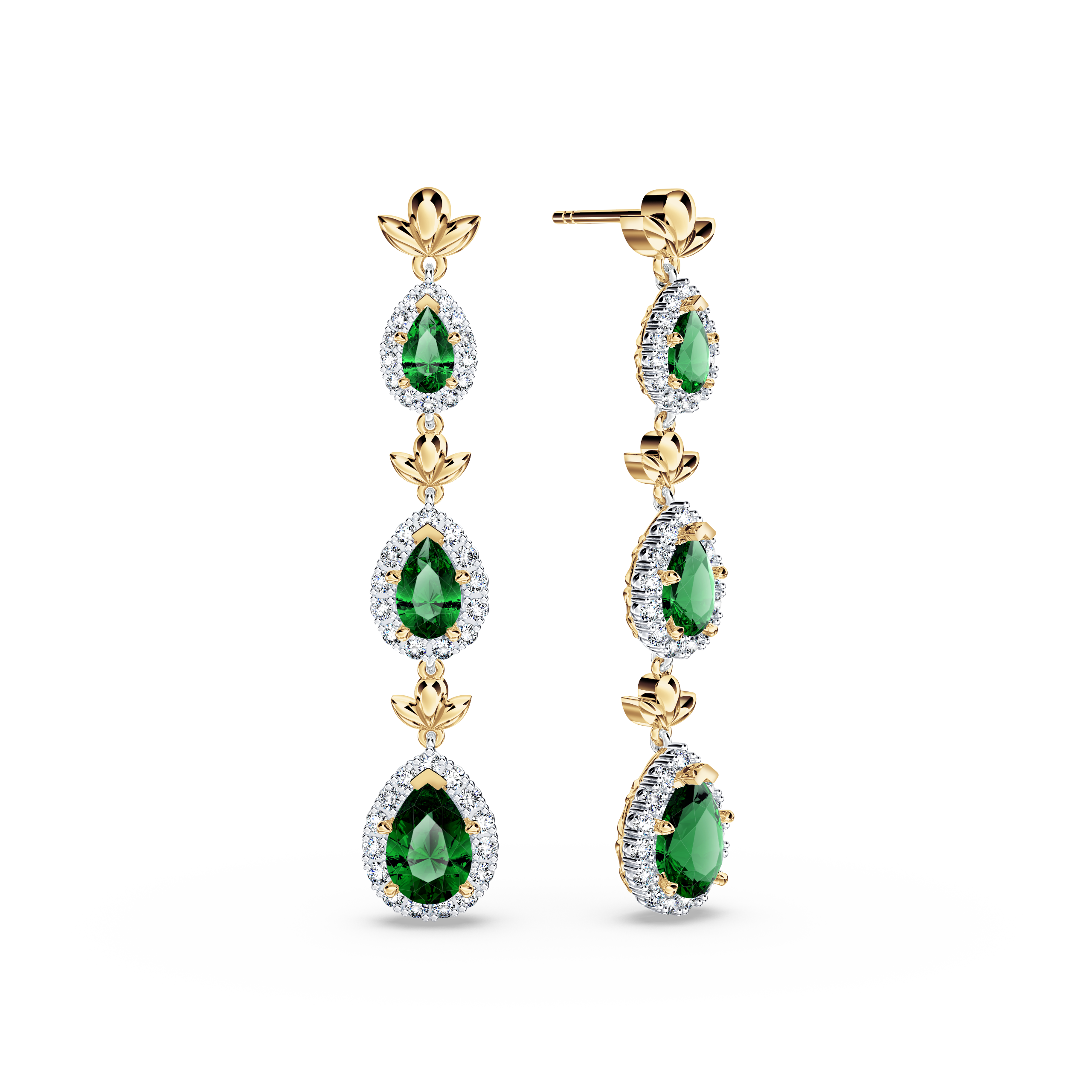 Emerald Graduating Garland Earrings