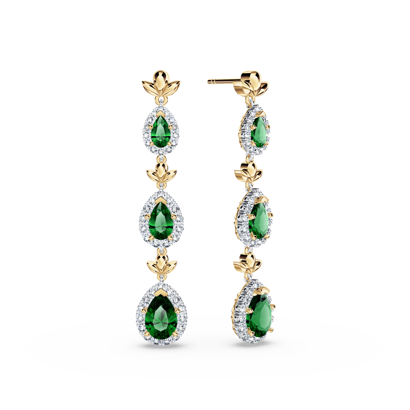 Emerald Graduating Garland Earrings