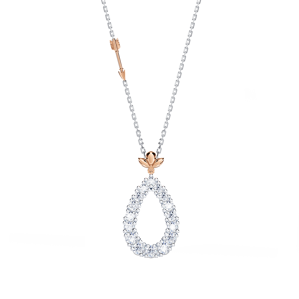 Contemporary Angel Halo Diamond Necklace - Medium