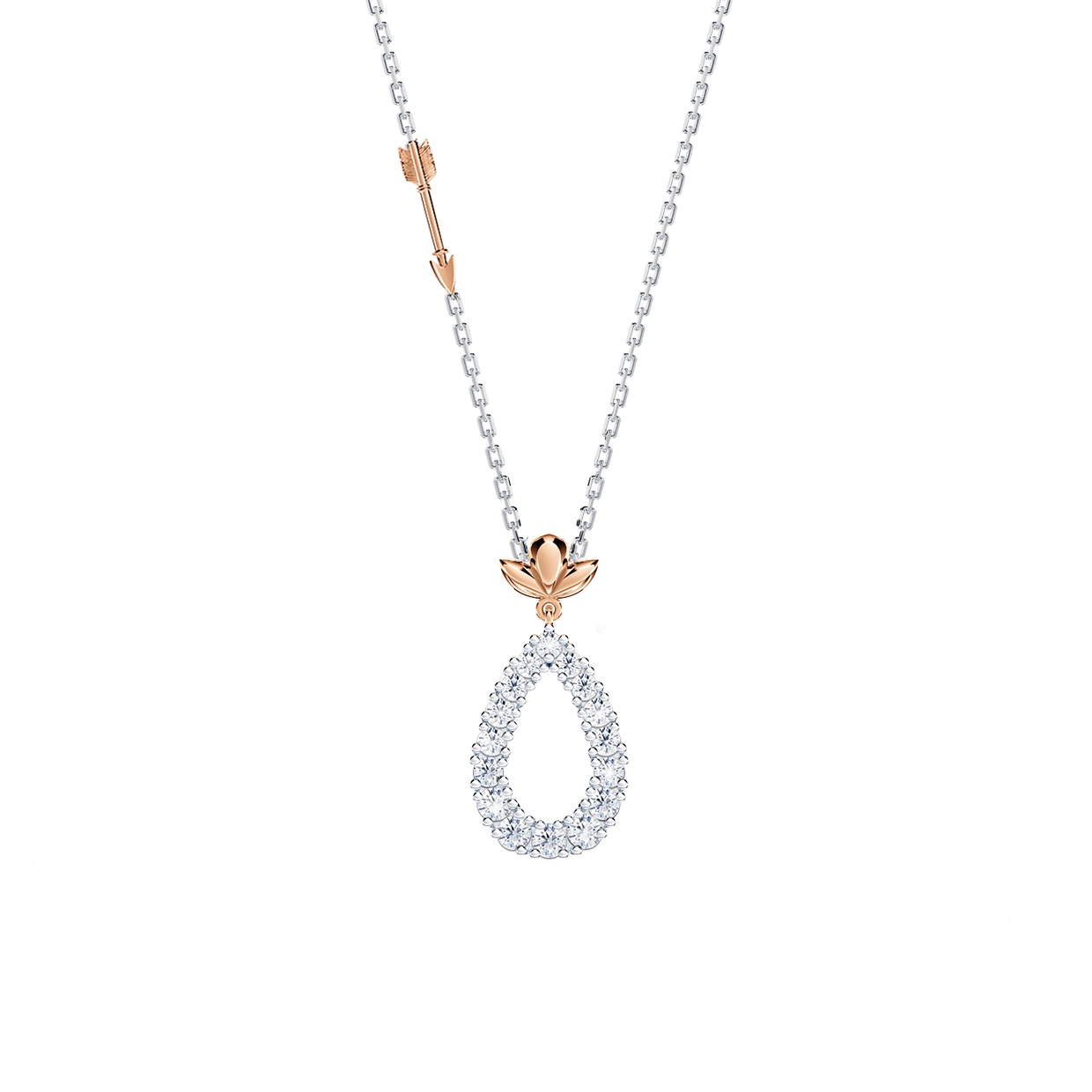 Contemporary Angel Halo Diamond Necklace - Small