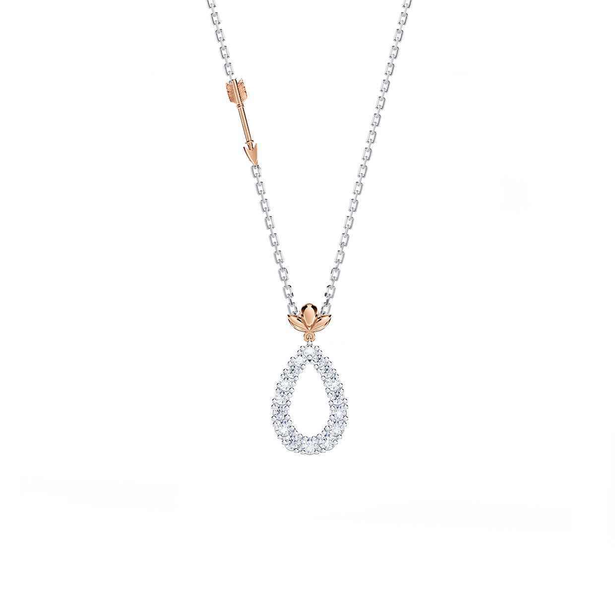 Contemporary Angel Halo Diamond Necklace - Large
