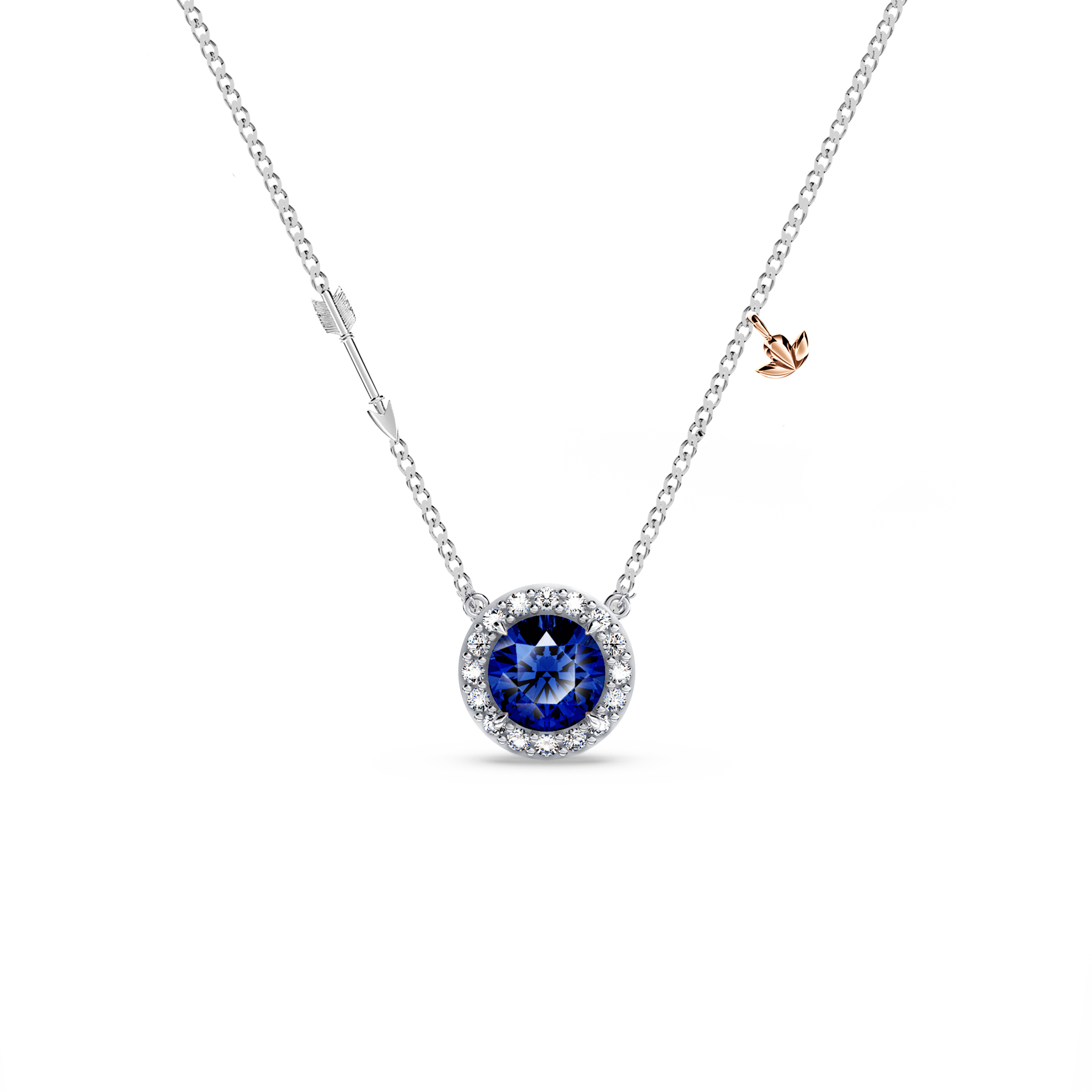Royal Tanzanite and Diamond Halo Necklace - Medium