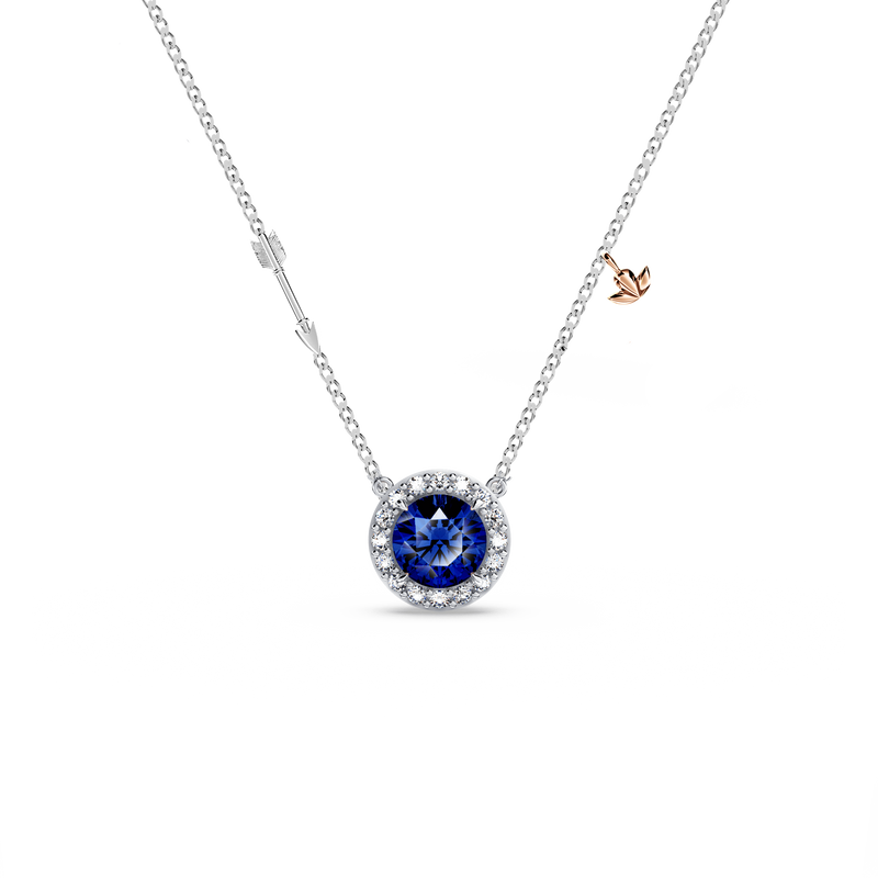 Royal Tanzanite and Diamond Halo Necklace - Medium
