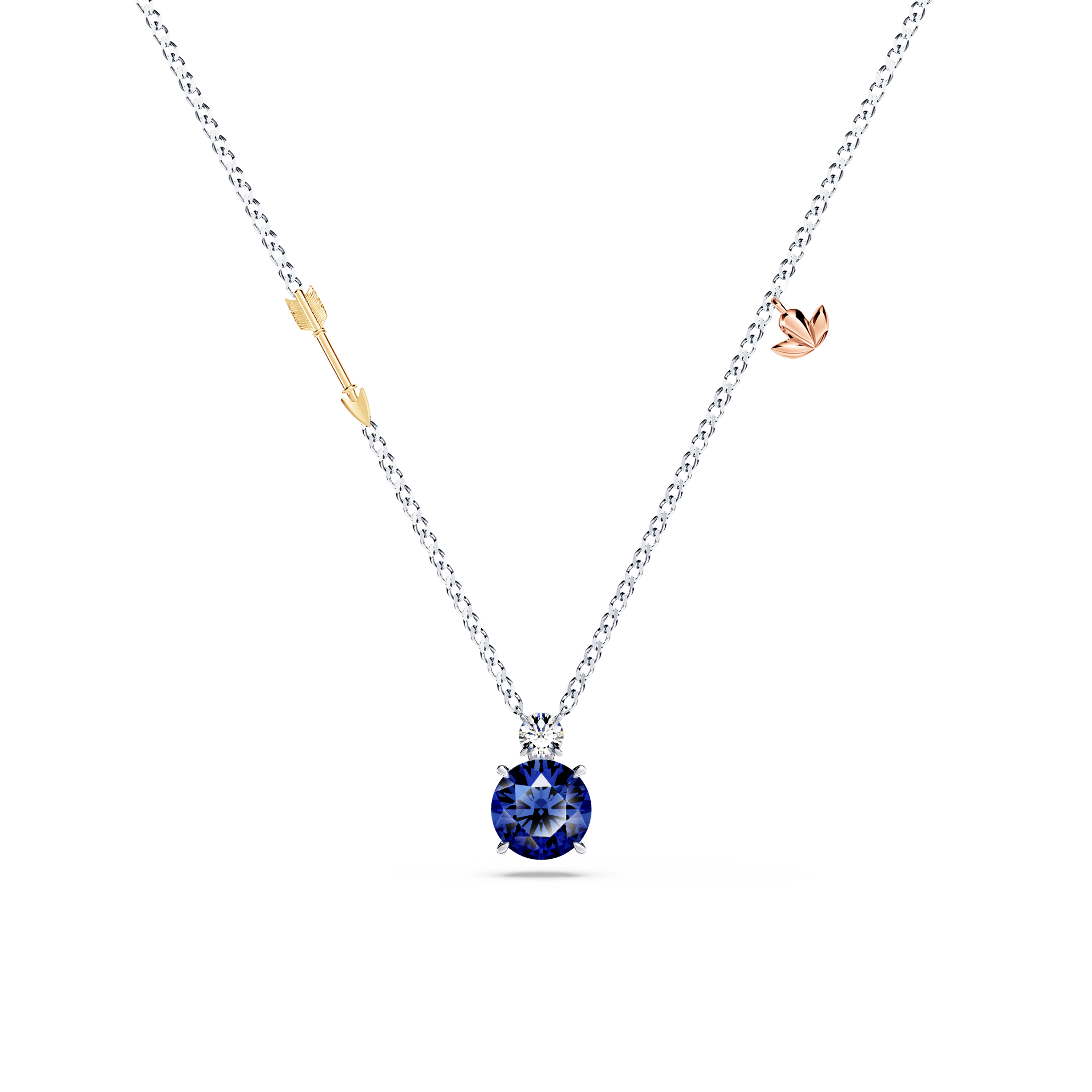 Royal Tanzanite and Diamond Halo Necklace - Large