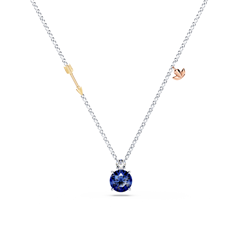 Royal Tanzanite and Diamond Halo Necklace - Large