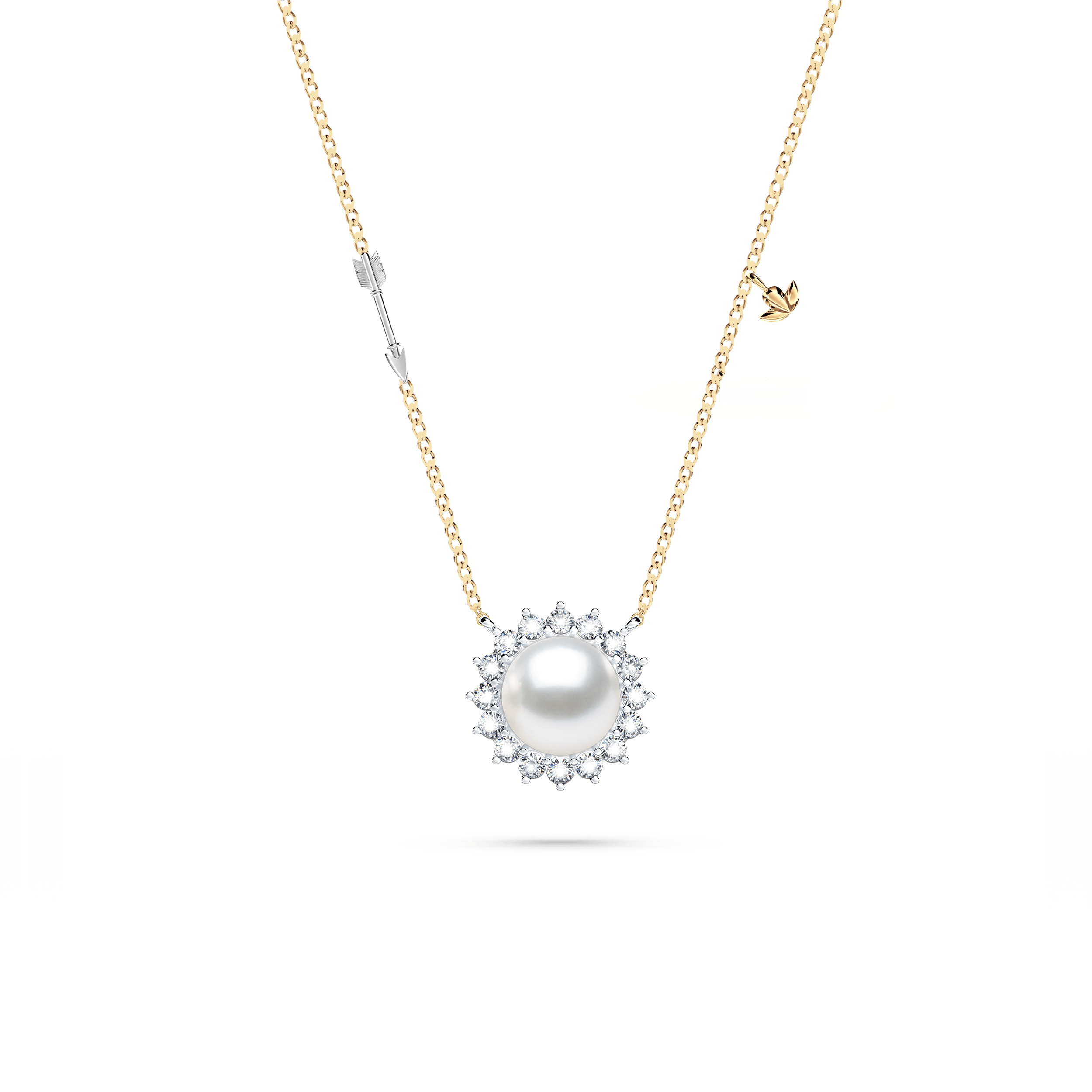 Pearl and Diamond Cluster Necklace