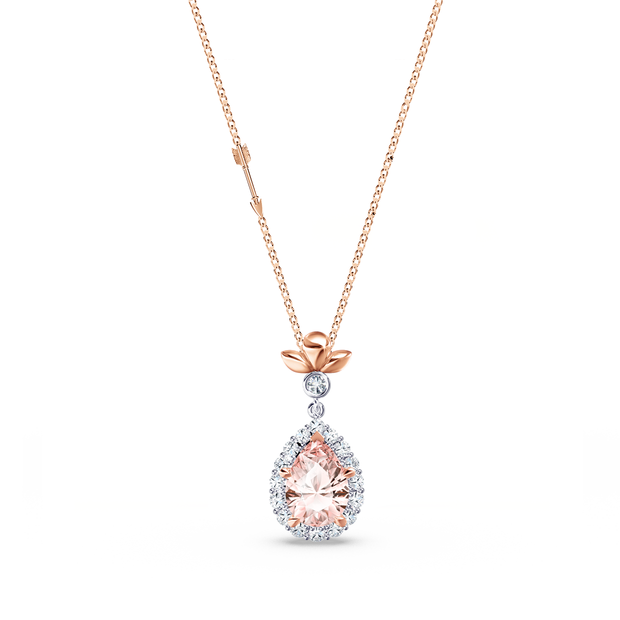 Original Angel Halo Morganite and Diamond Necklace