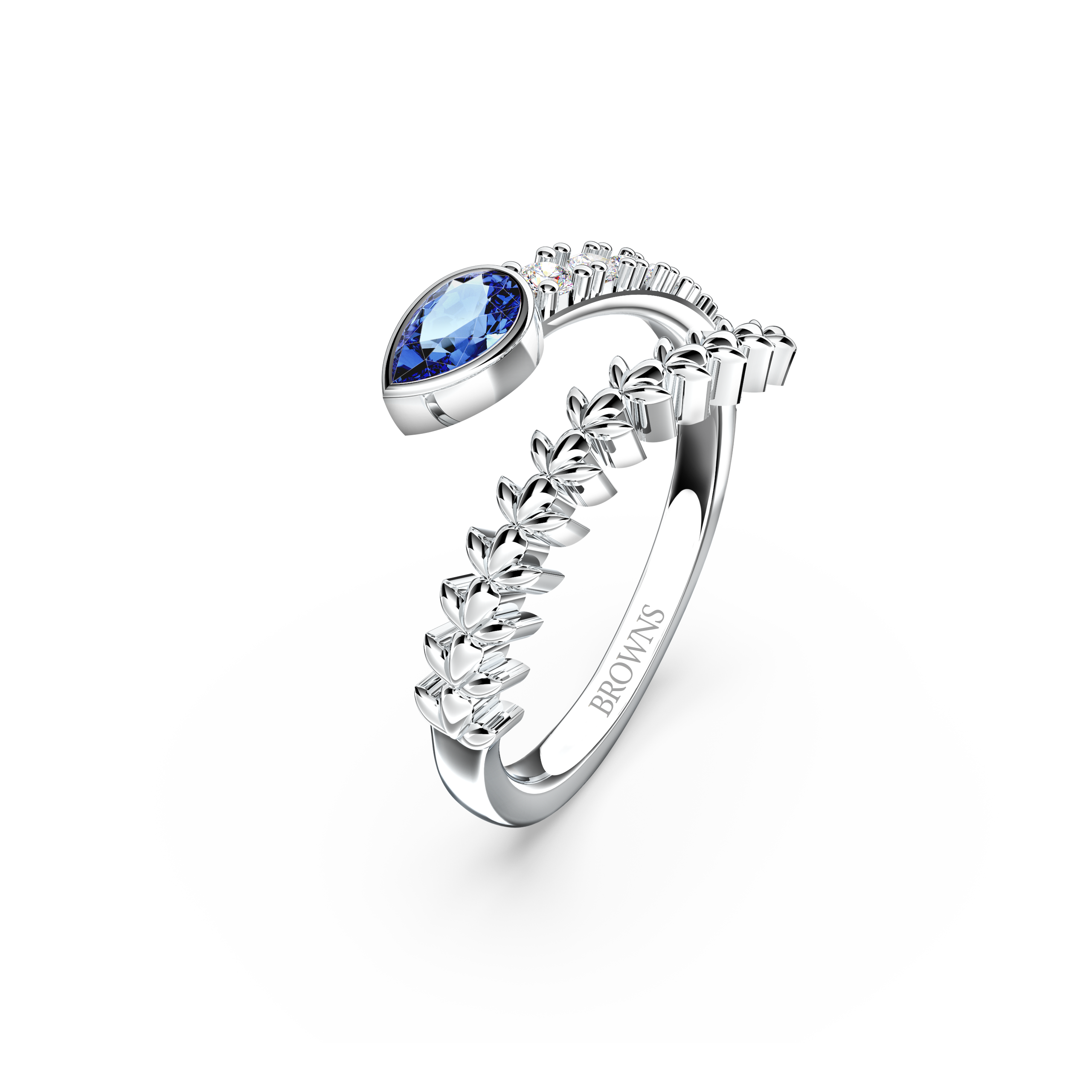 Blue Sapphire and Diamond Slither Ring