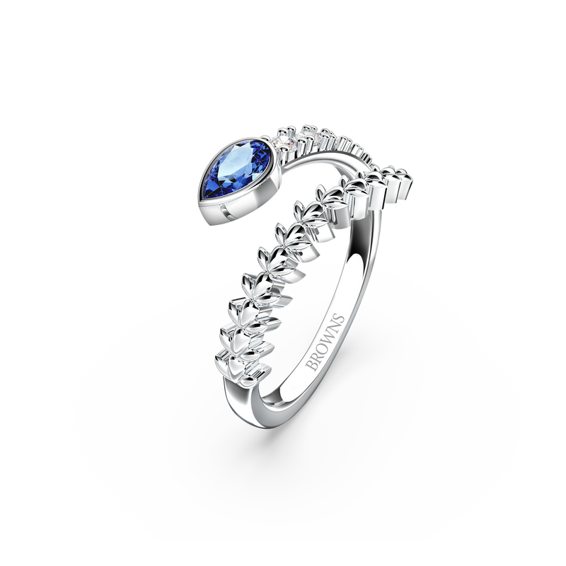 Blue Sapphire and Diamond Slither Ring