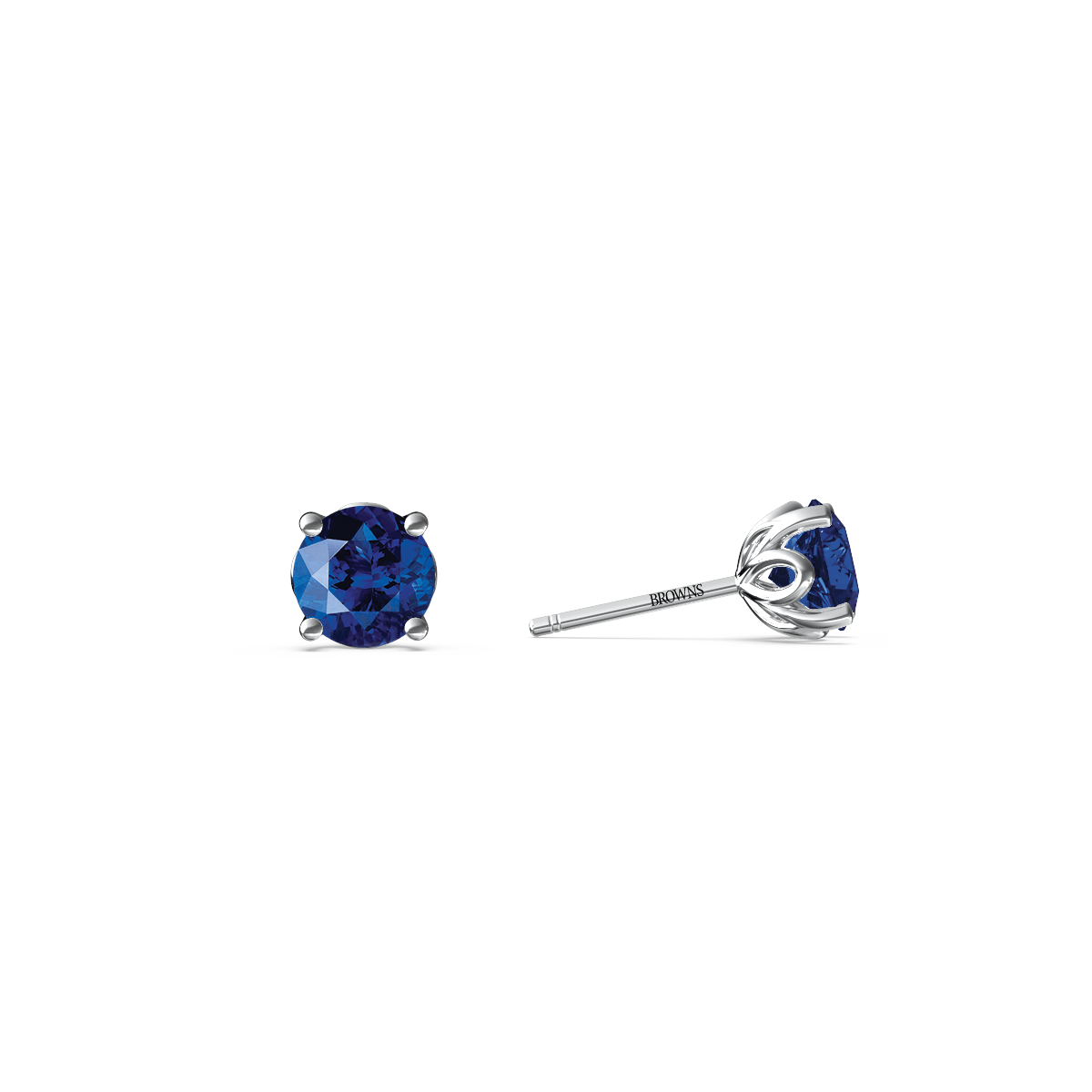 Royal Tanzanite Round Solitaire Stud Earrings - Small