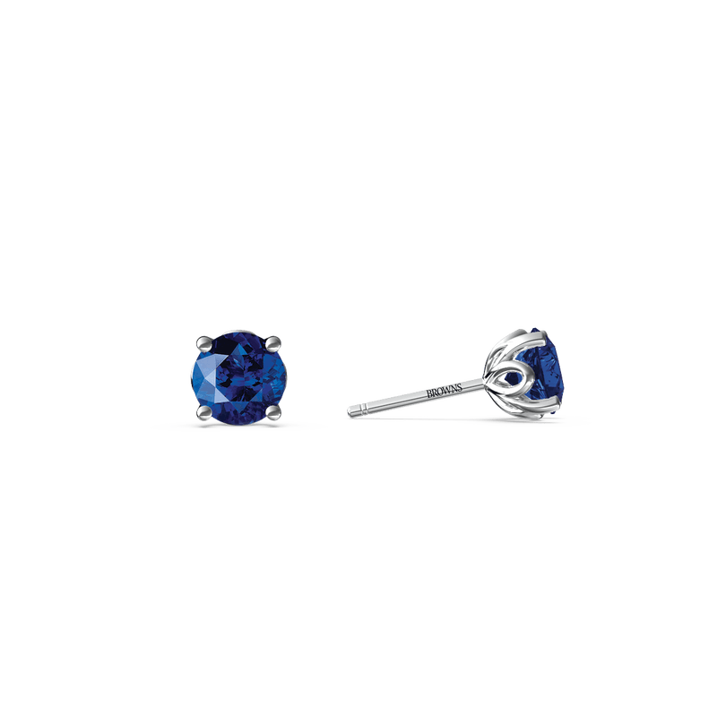 Royal Tanzanite Round Solitaire Stud Earrings - Small