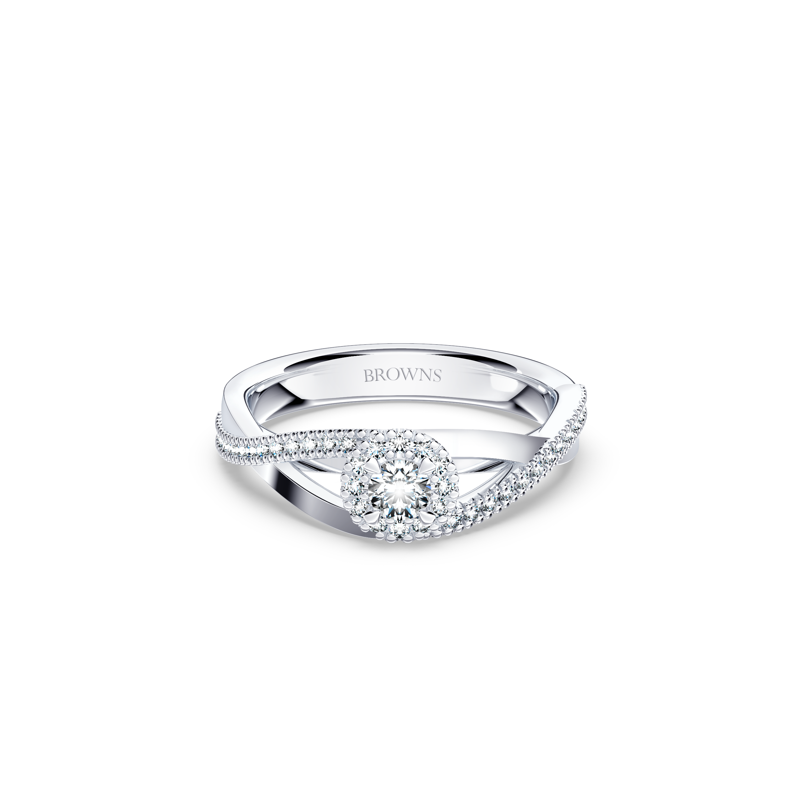 Halo Cross Over Diamond Ring