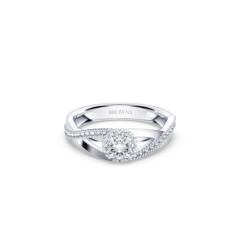 Halo Cross Over Diamond Ring