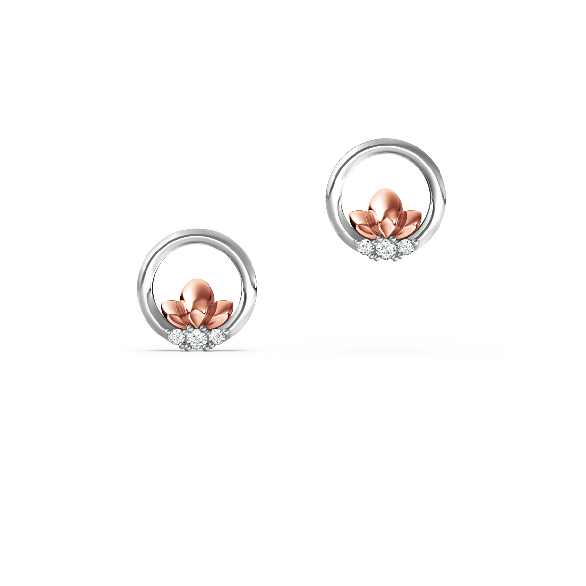 Pink Angel Diamond Circle Earrings