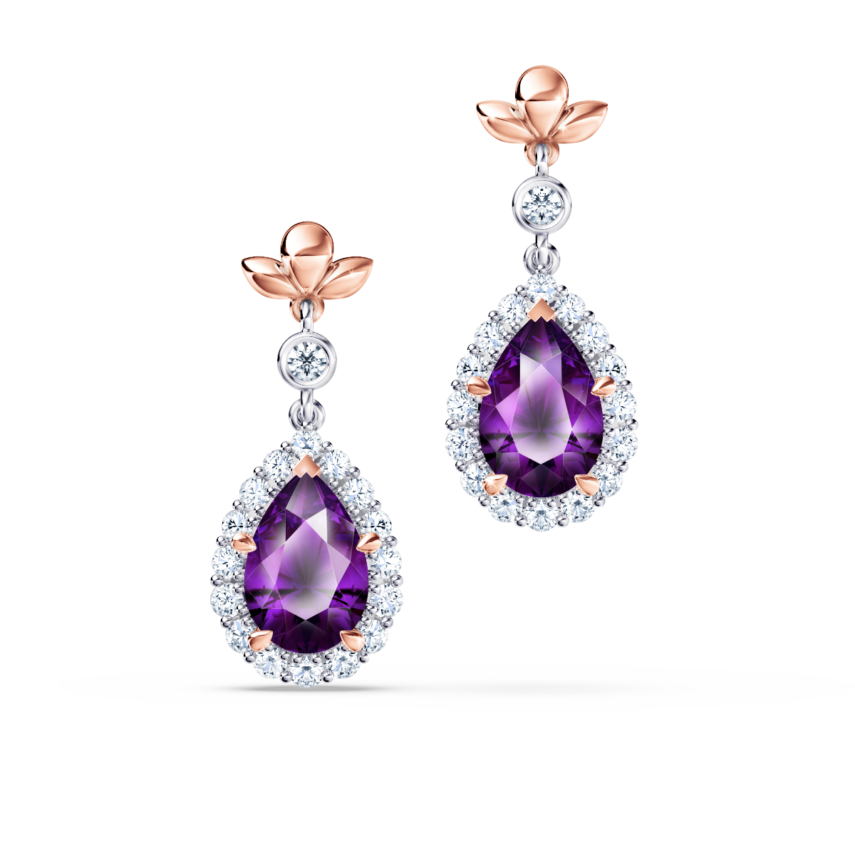 Original Angel Amethyst and Diamond Earrings