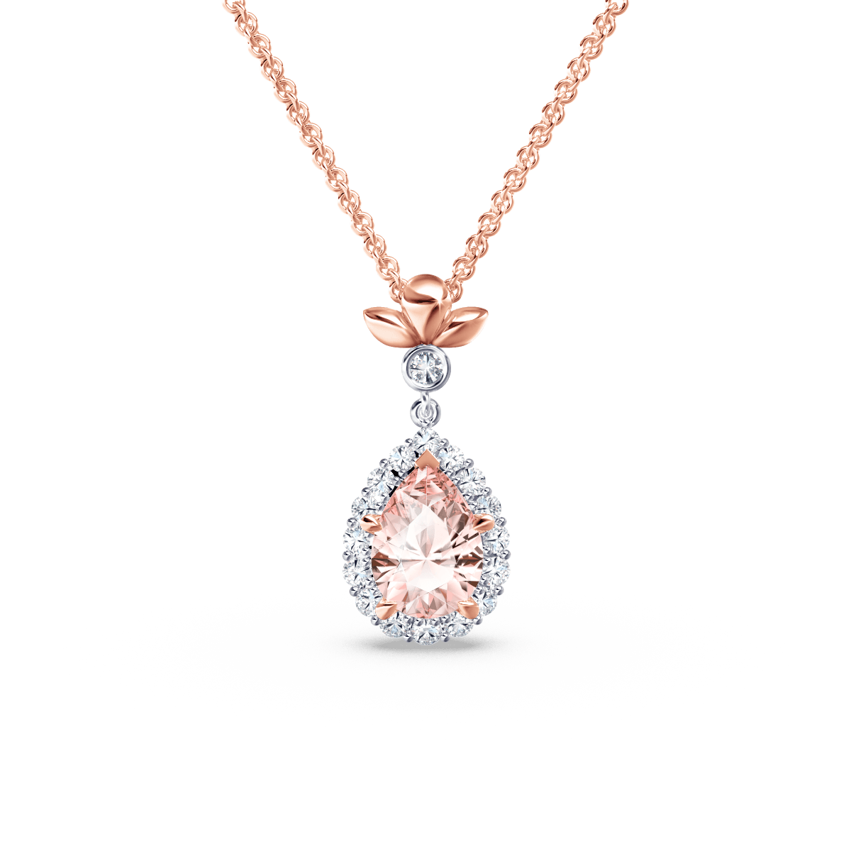 Original Angel Halo Morganite and Diamond Necklace