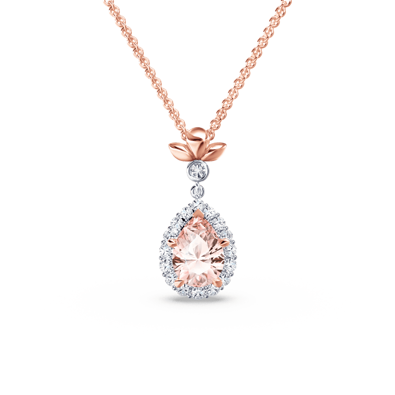 Original Angel Halo Morganite and Diamond Necklace