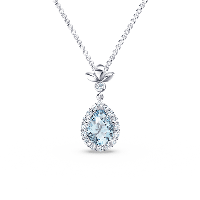 Original Angel Halo Aquamarine and Diamond Necklace