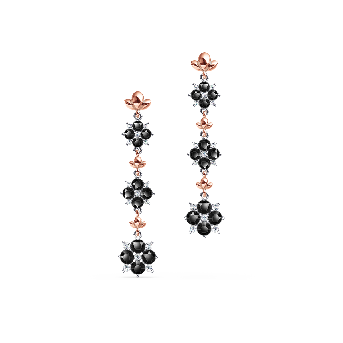 Blossom Black and White Diamond Earrings