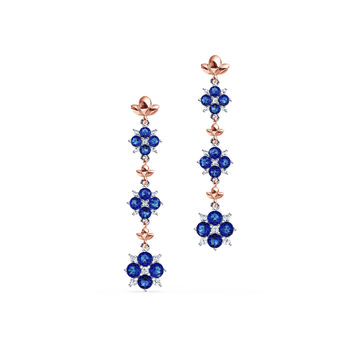 Blossom Blue Sapphire and Diamond Earrings