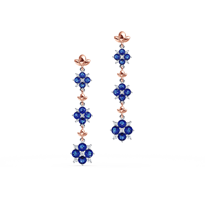 Blossom Blue Sapphire and Diamond Earrings