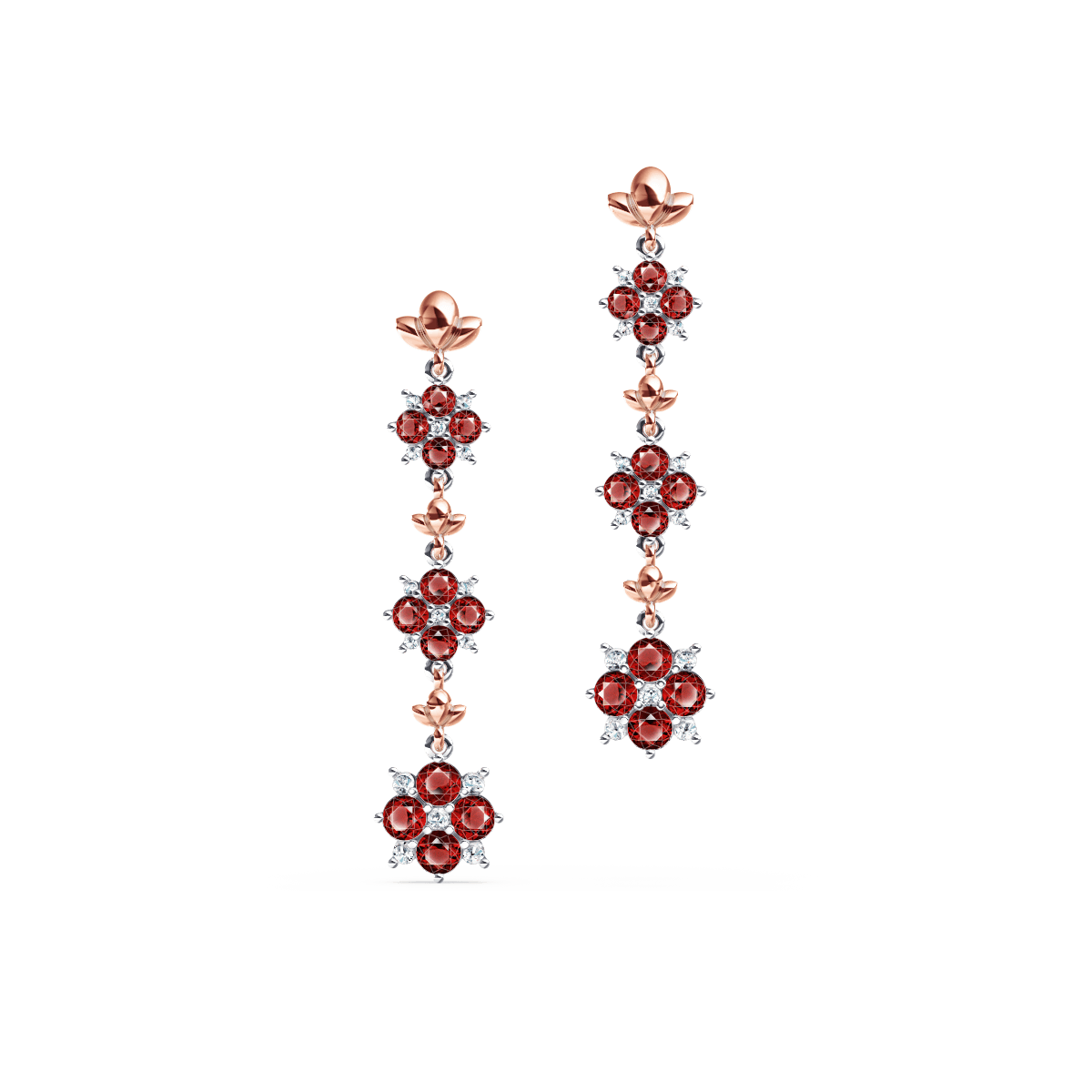 Blossom Ruby and Diamond Drop Earrings