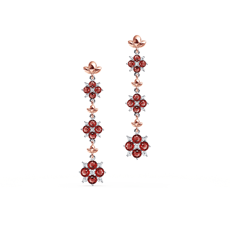 Blossom Ruby and Diamond Drop Earrings